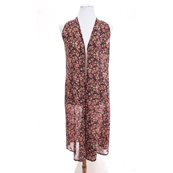 NWOT LuLaRoe Joy Floral Print Long Duster Jacket Cardigan Pink Womens Sz XS - Picture 2 of 8